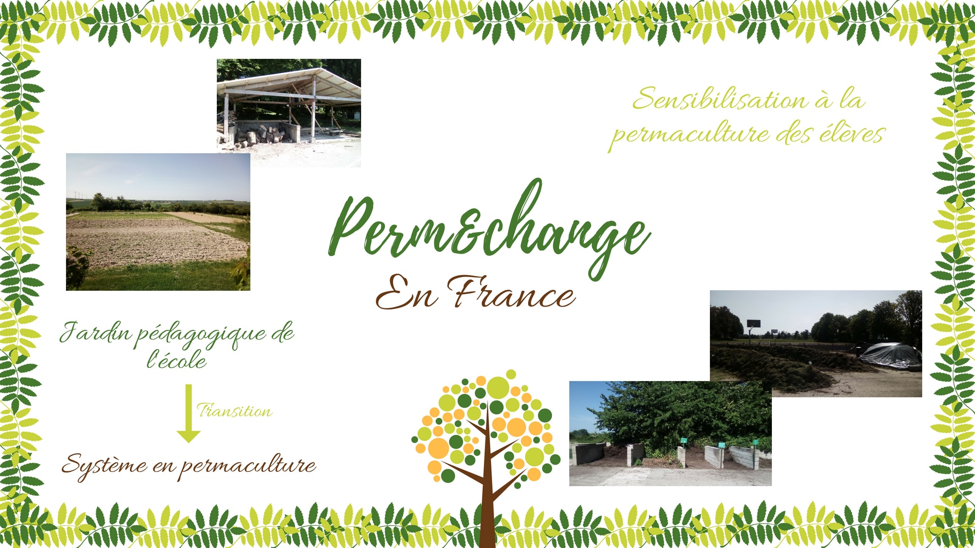 Actions en France: transition du jardin pedagogique vers de la permaculture, sensibilisation et formation des eleves a la permaculture